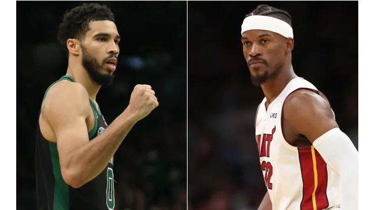 Jayson Tatum e Jimmy Butler. (Fotos: Getty Images)
