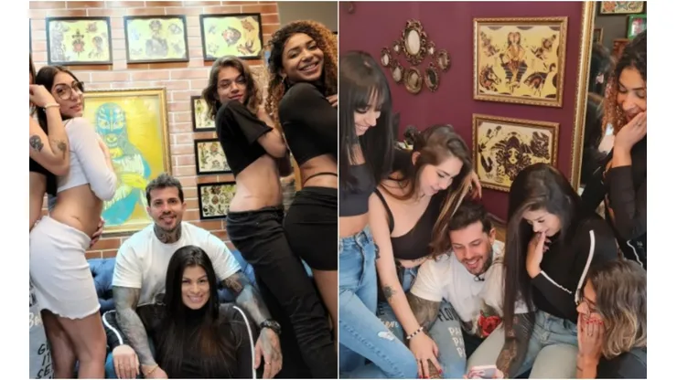 Influenciador foi homenageado pelas esposas.