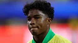 Endrick durante partida entre Brasil e Costa Rica, no SoFi Stadium, pela Copa América, no dia 24/06/2024. Foto: Buda Mendes/Getty Images