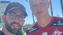 Foto : Reprodução Twitter @berger_pj - Haaland com camisa do Flamengo.