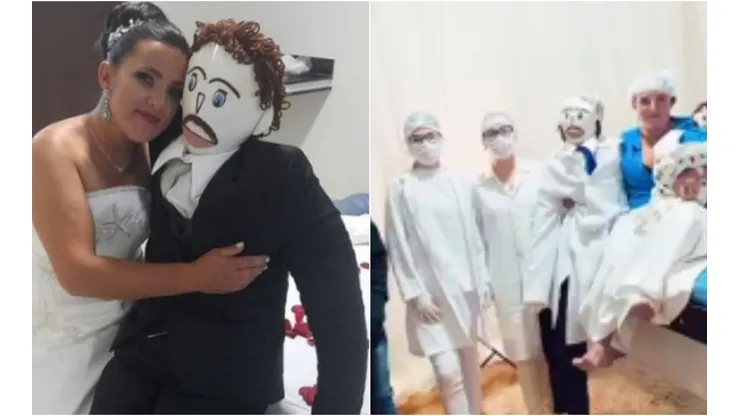 Mulher se casou com boneco de pano.