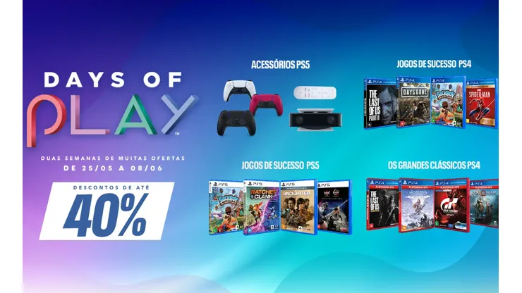 PlayStation anuncia promoção Days of Play 2022 com desconto em jogos e acessórios