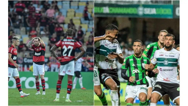 Foto: Thiago Ribeiro/AGIF; Foto: Robson Mafra/AGIF - Equipe do Flamengo e do Coritiba