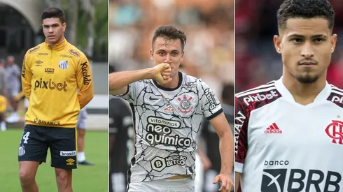 Foto: Robson Mafra/AGIF; Foto: Fernanda Luz/AGIF; Foto: Thiago Ribeiro/AGIF - Rodrigo Fernández do Santos, Piton do Corinthians e João Gomes do Flamengo