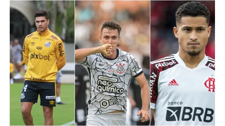 Foto: Robson Mafra/AGIF; Foto: Fernanda Luz/AGIF; Foto: Thiago Ribeiro/AGIF - Rodrigo Fernández do Santos, Piton do Corinthians e João Gomes do Flamengo