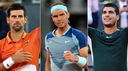 Djokovic, Nadal e Alcaraz estão na mesma chave de Roland Garros. (Foto: Getty Images)