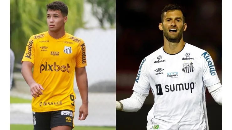 Foto Marcos Leonardo: Fernanda Luz/AGIF e Foto Léo Baptistão: Thiago Calil/AGIF | Marcos Leonardo aponta dupla perfeita no Santos
