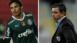 Fotos: César Greco e Thiago Ribeiro/AGIF - Veiga marcou hat-trick e Palmeiras está próximo de bater recorde de River de Gallardo