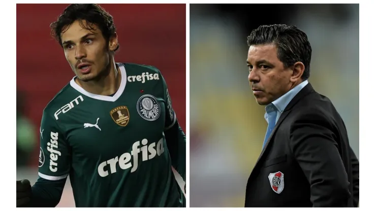 Fotos: César Greco e Thiago Ribeiro/AGIF - Veiga marcou hat-trick e Palmeiras está próximo de bater recorde de River de Gallardo