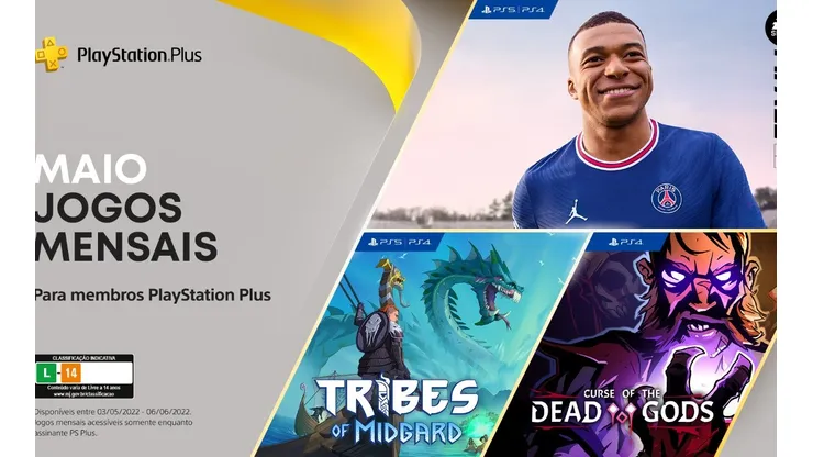 PS Plus de maio terá FIFA 22, Tribes of Midgard e Curse of the Dead Gods