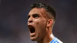 ATLANTA, GEORGIA - JUNE 20: Lautaro Martinez of Argentina celebrates after scoring the team's second goal during the CONMEBOL Copa America group A match between Argentina and Canada at Mercedes-Benz Stadium on June 20, 2024 in Atlanta, Georgia. (Photo by Hector Vivas/Getty Images)