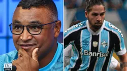 Fotos: Lucas Uebel/Grêmio/Divulgação e Maxi Franzoi/AGIF - Roger e Benítez: meia argentino está sem espaço no Tricolor