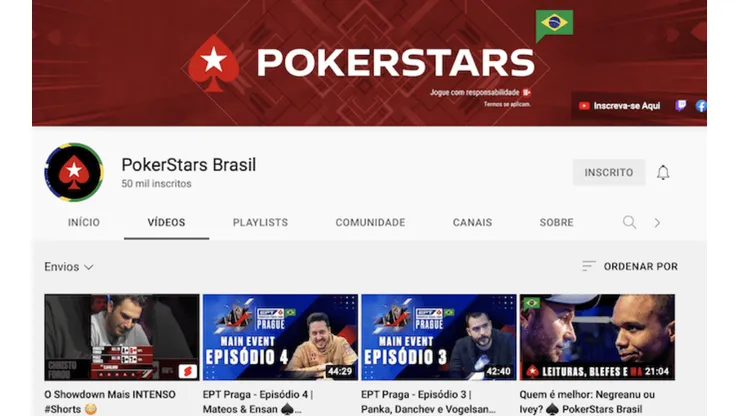 PokerStars Brasil atinge marca histórica no youtube (Foto: Reprodução Youtube)