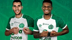 Foto: (Site Oficial Chapecoense/Divulgação) - Matheus Bianqui, à esquerda, e Jonathan, à direita, são os mais novos reforços da Chape para 2022