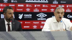 Foto: Gustavo Oliveira/Athletico.com.br/Divulgação - Mattos (CEO) e Petraglia (presidente): Athletico ainda não procurou atacante para tratar de renovação