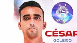 Foto: (Twitter Oficial Bahia/@ECBahia/Divulgação) - César é um dos novos reforços anunciados pelo Bahia nesta quarta (30)
