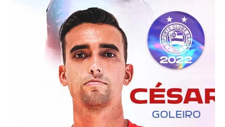 Foto: (Twitter Oficial Bahia/@ECBahia/Divulgação) - César é um dos novos reforços anunciados pelo Bahia nesta quarta (30)