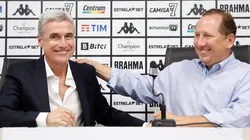 Foto: Vitor Silva/Botafogo/Divulgação - Luís Castro e John Textor: técnico português foi apresentado oficialmente no Glorioso