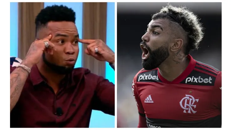 Montagem: fotos de Reprodução/Fox Sports e Jorge Rodrigues/AGIF - Carlos Alberto rebateu torcedor do Mengão sobre melhores números de Gabigol