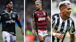Foto: (Ettore Chiereguini/AGIF - Gustavo Gómez, zagueiro do Palmeiras; Jorge Rodrigues/AGIF - Arrascaeta, atacante do Flamengo; Fernando Moreno/AGIF - Zaracho, meia-atacante do Atlético-MG)