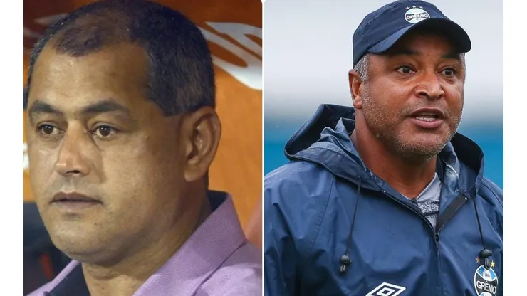 Fotos: Daniel Piris/Getty Images e Lucas Uebel/Grêmio/Divulgação - Arce e Roger: ex-companheiros de Grêmio, dupla conversou nos bastidores