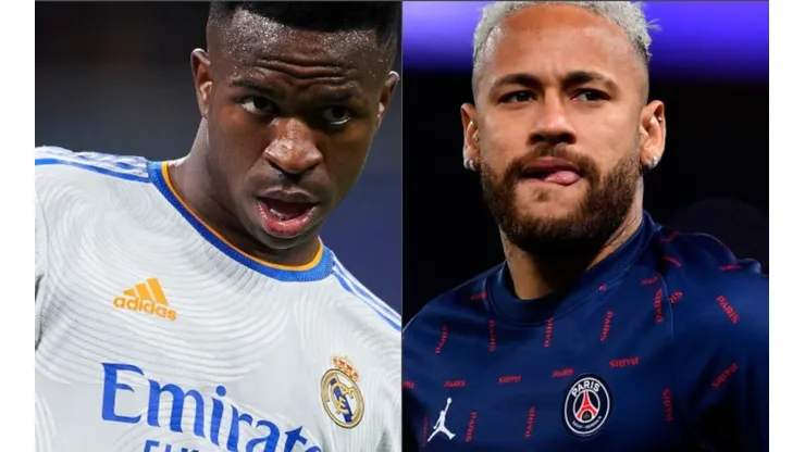 Foto: Sylvain Lefevre/Jose Breton/Pics Action/NurPhoto via Getty Images/ Vini Jr. x Neymar: Onde assistir AO VIVO o duelo entre Real Madrid x PSG pela Champions League