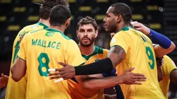 Foto Gaspar Nóbrega/COB - Jogadores da seleção masculina de vôlei