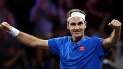 Federer atuando na Laver Cup de 2019