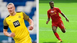 Fotos: Alexandre Simoes/Borussia Dortmund via Getty Images e Andrew Powell/Liverpool FC - Haaland e Sterling nasceram em outros países que não os que eles defendem