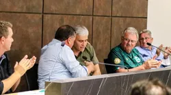 Foto: Fernando Alves / EC Juventude/ REPRODUÇÂO GLOBO ESPORTE - Walter durante sua posse presidencial do Clube