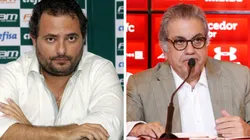 Montagem: Fotos de Daniel Vorley e Marcello Zambrana/AGIF - Envolvimento com Mattos e Aidar complicam vida de Olivério diante da torcida do Palmeiras