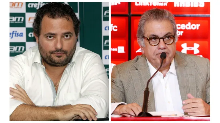 Montagem: Fotos de Daniel Vorley e Marcello Zambrana/AGIF - Envolvimento com Mattos e Aidar complicam vida de Olivério diante da torcida do Palmeiras