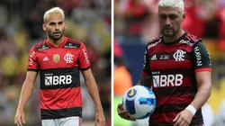 Montagem: fotos de Thiago Ribeiro e Gil Gomes/AGIF - Thiago Maia e Arrascaeta possuem contratos longos no Flamengo, válidos até o fim de 2026