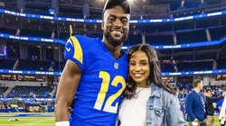 Foto reprodução Instagram de Van Jefferson - Jogador com sua esposa no SoFi Stadium