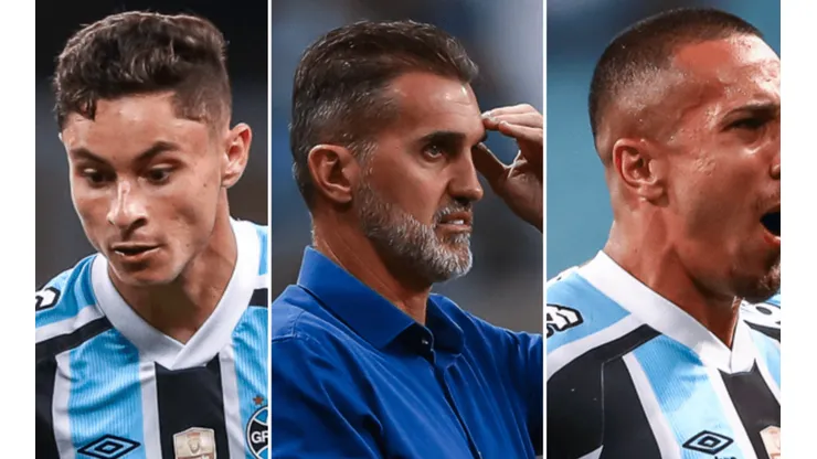 Fotos: Lucas Uebel/Grêmio/Divulgação - Diogo Barbosa e Nicolas: disputa por posição na lateral vem gerando debate