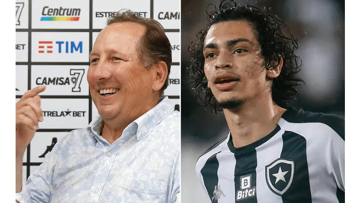 Fotos: Vitor Silva/Botafogo/Divulgação - Textor e Matheus Nascimento: investidor exaltou o lindo gol do jovem