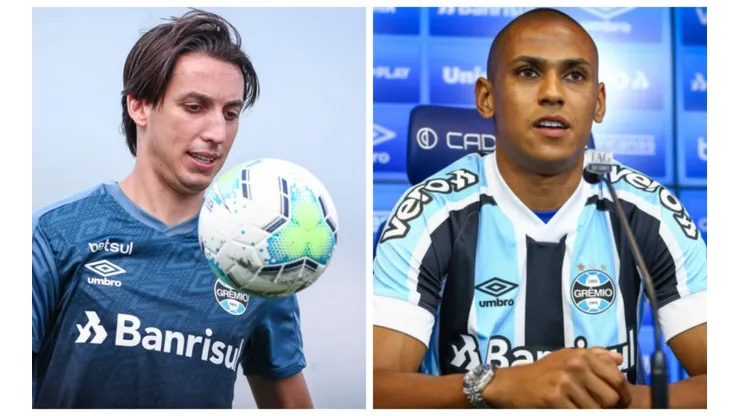 Foto: Montagem de Lucas Uebel/Grêmio - Geromel e Bruno Alves foram alguns que irritaram Mancini por lentidão no jogo contra Guarany-RS