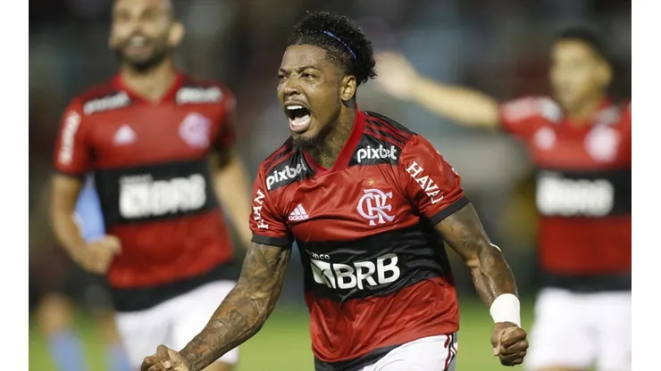 Foto: Gilvan de Souza/Flamengo. Marinho em comemoração do primeiro gol pelo Flamengo, no Campeonato Carioca.
