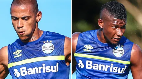Fotos: Lucas Uebel/Grêmio/Divulgação – Bruno Alves e Orejuela: recém-contratados, defensores apareceram no time titular
