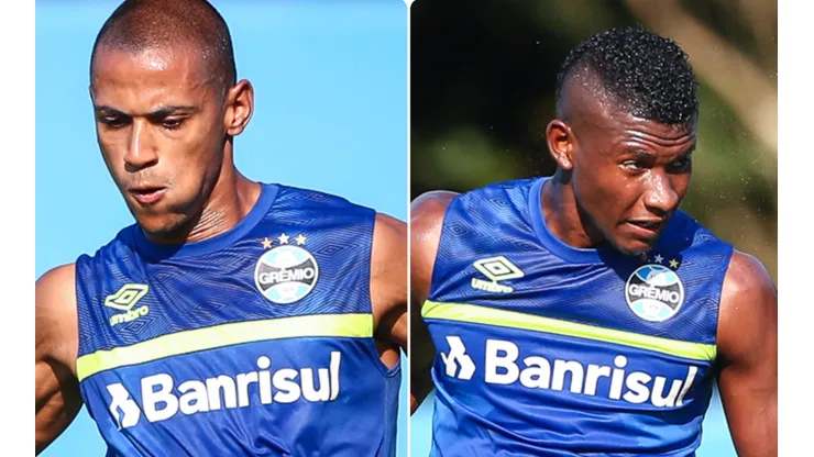 Fotos: Lucas Uebel/Grêmio/Divulgação - Bruno Alves e Orejuela: recém-contratados, defensores apareceram no time titular