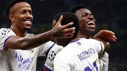 Foto: Antonio Villalba/Real Madrid via Getty Images - Trio brasileiro do Real ganhou os holofotes no domingo ao comemorar aniversário de Rodrygo com música do... Corinthians!