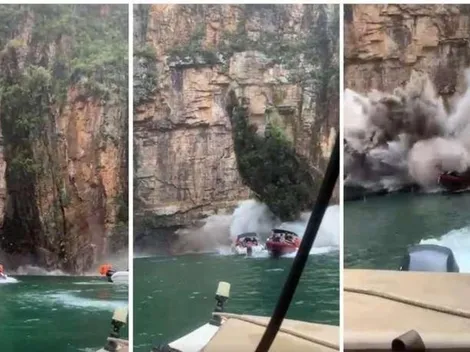 Rocha desaba e atinge três lanchas em Capitólio (MG)