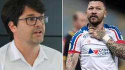 Fotos: Rafael Machaddo/EC Bahia/Divulgação e Jorge Rodrigues/AGIF - Bellitani e Rossi: presidente tratou da situação do atacante em coletiva