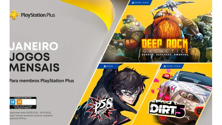 Deep Rock Galactic, Dirt 5 e Persona 5 Strikers são os jogos da PS Plus de Janeiro