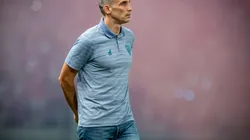 Juan P. Vojvoda técnico do Fortaleza durante partida contra o Juventude no estádio Arena Castelão pelo campeonato Brasileiro A 2021. Foto: Pedro Chaves/AGIF