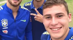 Foto: @vizeu9 / Instagram Oficial - Vizeu (à esq.) foi revelado na base do Flamengo junto de Paquetá e Matheus Sávio