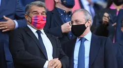 Foto: David Ramos / Getty Images | Joan Laporta, presidente do Barcelona e Florentino Perez, presidente do Real Madrid são contrários a nova parceria