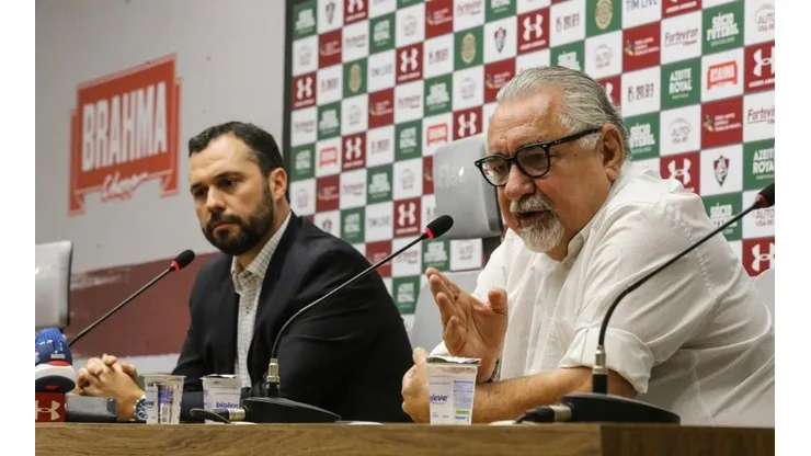 Foto: Lucas Merçon/Fluminense F.C./Divulgação - Mario Bittencourt e Paulo Angioni: Fluminense busca qualificar seu elenco
