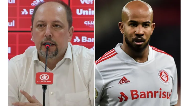 Fotos: Ricardo Duarte/Inter/Divulgação e Thiago Ribeiro/AGIF - Barcellos e Patrick: presidente se manifestou sobre situação do meia no Inter
