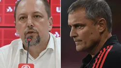 Fotos: Ricardo Duarte/Internacional/Divulgação - Barcellos e Aguirre: técnico tem futuro indefinido no Colorado